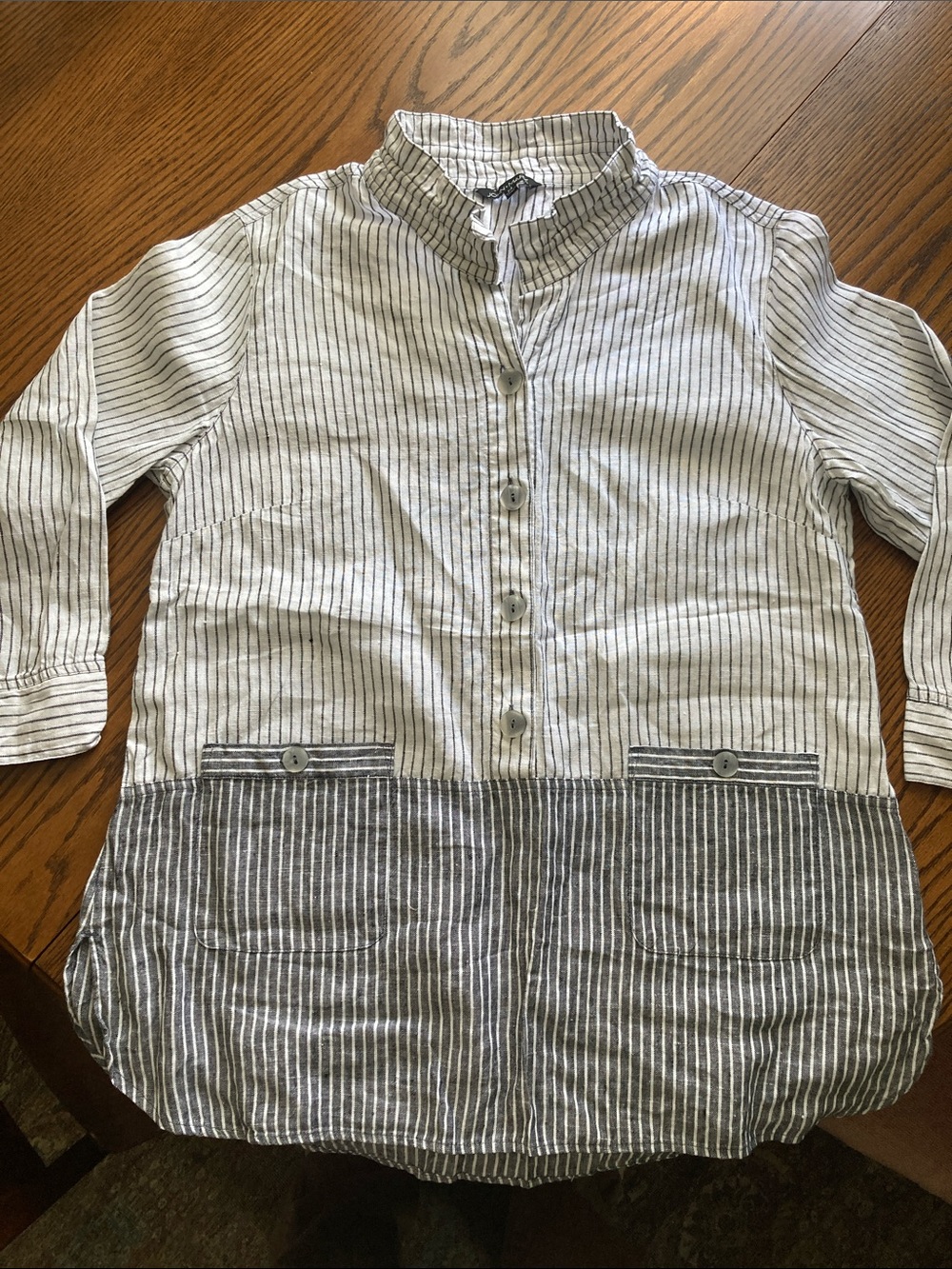 John Mark Striped Half Button Tunic